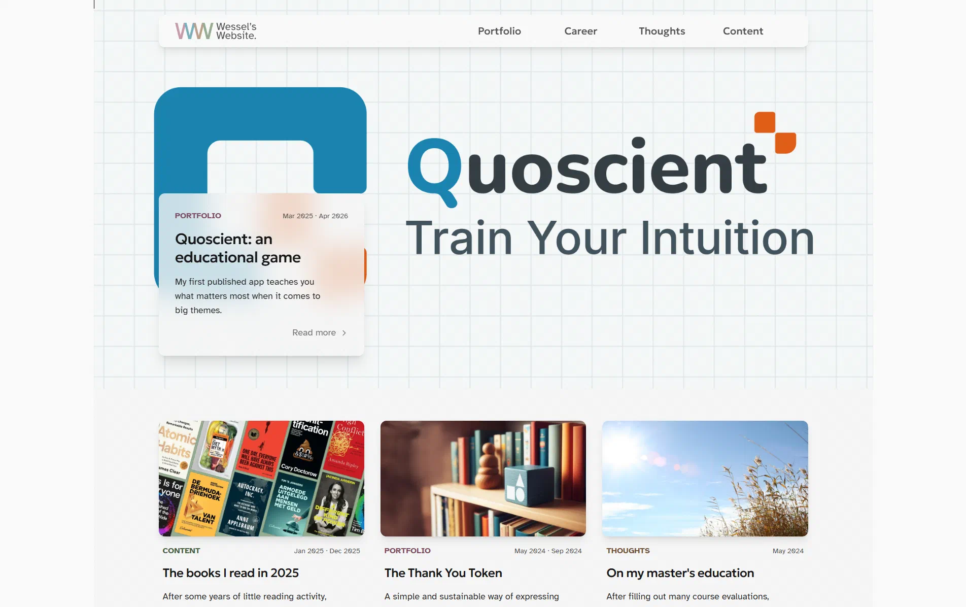 Screenshot van de homepage van wesselvandam.com